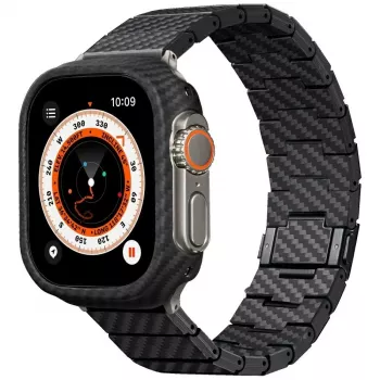 PITAKA Carbon Fiber Modern Watch Band für Apple Watch 42/44/45/49mm Schwarz Grau