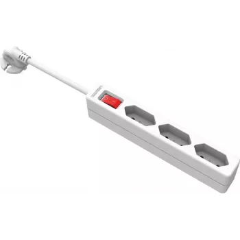 VALUE 3-fach Eurostecker Steckdosenleiste mit Schalter, 1,5 m Kabel, Weiß