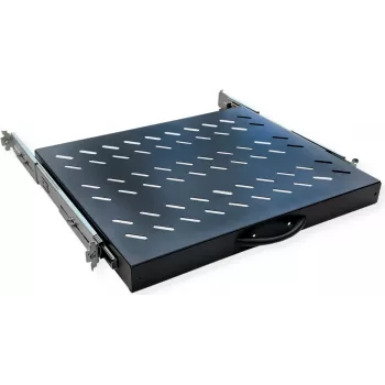 VALUE 19 inch Ausziehbares Regal für Schränke bis 800 mm Tiefe, 1U, 20 kg Belastung, Schwarz