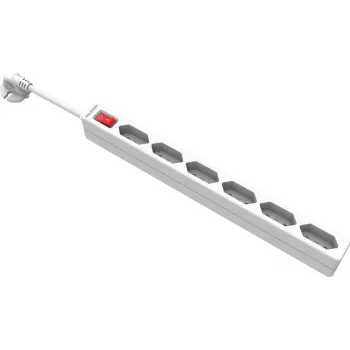 VALUE 6-fach Steckdosenleiste mit Schalter, 2-polige Euro-Steckdose, Weiß, 1,8 m Kabel