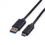 ROLINE USB 3.2 Gen 1 Kabel A auf C, 1 m, Schwarz