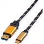 ROLINE GOLD USB 3.2 Gen 1 USB-A auf USB-C Kabel, 1m, Schwarz, vergoldete Stecker