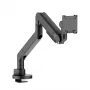 ROLINE Heavy-Duty LCD-Arm Tischhalterung für einen Monitor bis 43 inch mit Gasfeder-Höhenverstellung, Klemme & Grommet, VESA 75x75/100x100, Schwarz