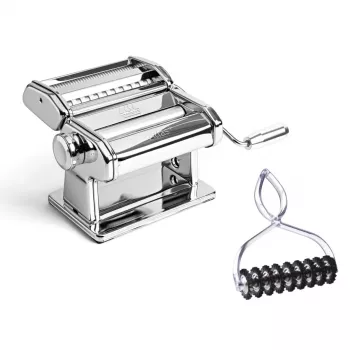 Marcato Atlas+ Chrome Nudelmaschine mit Pastabike Multi-Cutter