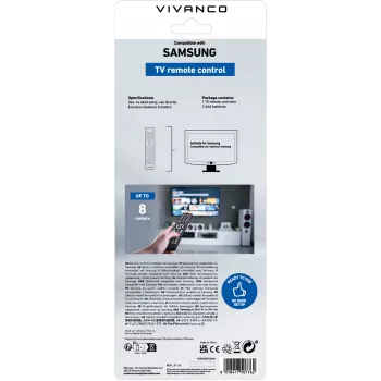 Vivanco VVREMOTESAM Universal-Fernbedienung für Samsung TVs, Schwarz