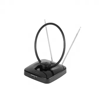 Vivanco VVTV2ANTCIRCLE Innenantenne für DVB-T/T2, DAB/DAB+ und FM-Radio, Schwarz