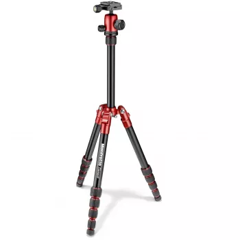 Manfrotto Element Traveller 5-Section Aluminium Stativ mit Kugelkopf, Rot