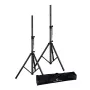 Soundsation SPST-SET70 BK Lautsprecherstativ-Set – Stativpaar mit Tragetasche, Höhe 1000–1800 mm, Belastbarkeit 50 kg, 35-mm-Stange, Schwarz