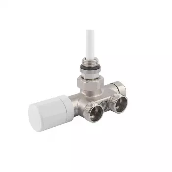 Giacomini V81112Q Thermostatisches Heizkörperventil-Unterteil 1/2 inch x 3/4 inch Eurokonus Winkelform, vernickeltes Messing