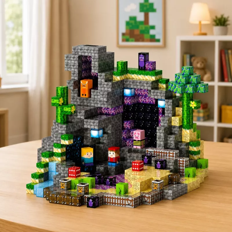 LEAN TOYS Magnetic Blocks Pixels Cubes Square World 100 Stück