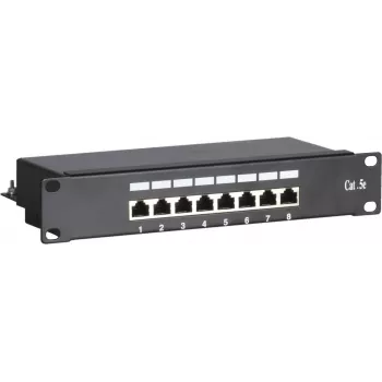 DSIT DS-10Patch5-8FTP 10-Zoll 8-Port FTP CAT 5e Patchpanel, 1U Rack-Montage, geschirmt RJ45, LSA+ IDC, Schwarz