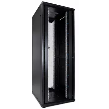 DSIT 47U 19 inch Server-Rack-Schrank mit perforierten Doppeltüren vorne und hinten, 800x1000x2250 mm, schwarz