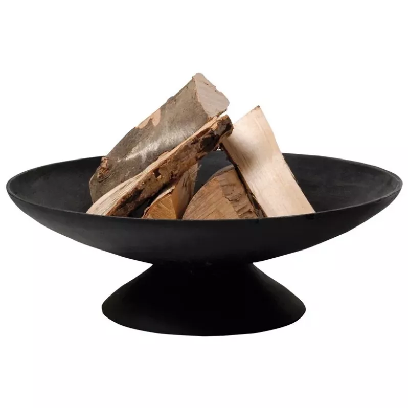 Fire Bowl L Gusseisen Feuerstelle für den Außenbereich, 60 cm rund, für Holz & Holzkohle, Schwarz