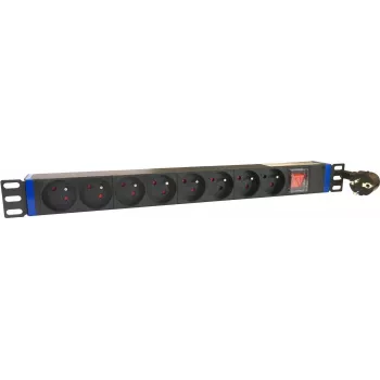DSIT DS-8PDU-PE 19 inch Rack-PDU, 8 Schuko-Steckdosen, 16A, 2m Kabel, Schwarz