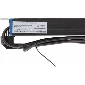 DSIT DS-8PDU-PE 19 inch Rack-PDU, 8 Schuko-Steckdosen, 16A, 2m Kabel, Schwarz