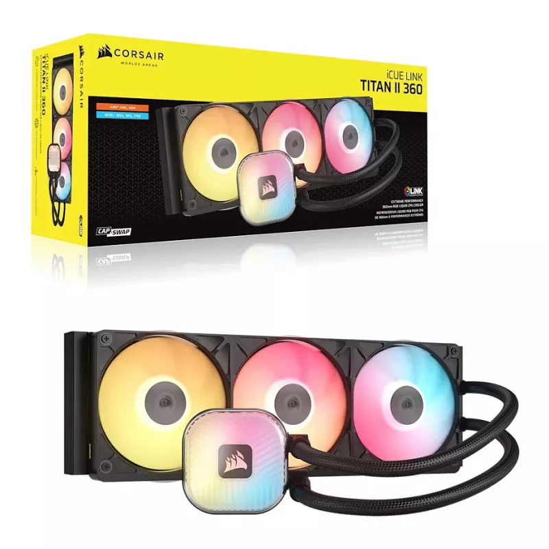 CORSAIR iCUE LINK TITAN II 360 RX RGB Schwarzer Flüssigkeits-CPU-Kühler