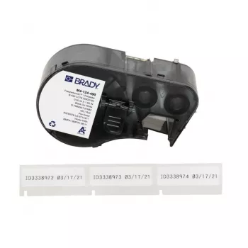 BRADY M4-124-490 B-488 Ultra-Aggressive Polyester-Etikett Rolle für BMP41/BMP51/BMP53/M511, Weiß, 38,1 mm x 4,87 m