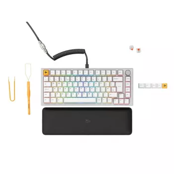 Glorious GMMK Pro mechanische Tastatur, 75% Pre-Built, ISO UK Layout, Weiß
