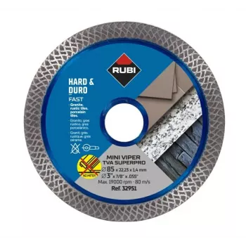 RUBI TVA 85 SUPERPRO MINI VIPER Diamanttrennscheibe mit durchgehendem Rand 85 mm x 15 mm