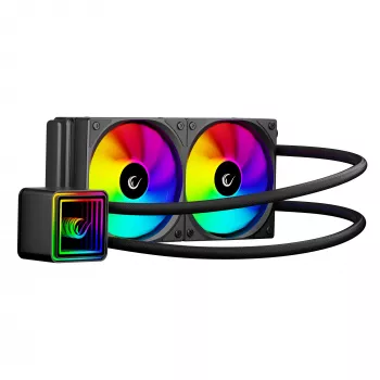 Rampage INFINITE V240 ARGB 240mm Flüssigkeits-CPU-Kühler mit Temperaturanzeige, Schwarz