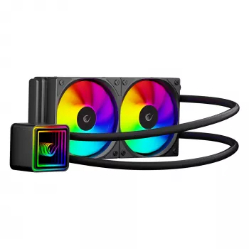 Rampage INFINITE V240 ARGB 240mm Flüssigkeits-CPU-Kühler mit Temperaturanzeige, Schwarz