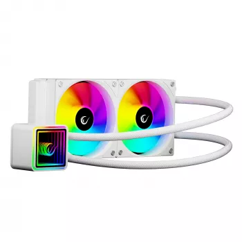 Rampage INFINITE V240 Weiß 240mm ARGB AIO Flüssigkeits-CPU-Kühler mit Temperaturanzeige