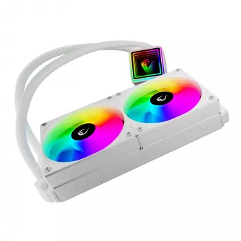 Rampage INFINITE V240 Weiß 240mm ARGB AIO Flüssigkeits-CPU-Kühler mit Temperaturanzeige