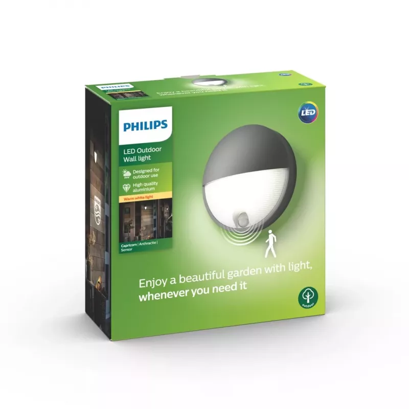 Philips Außenleuchte Capricorn 1x6,5W LED Wandleuchte Anthrazit IP44