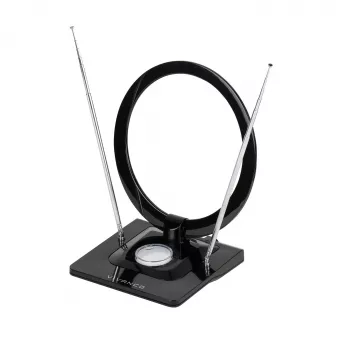 Vivanco VVTVANTSCIRCLE Innenantenne DVB-T2/DAB+ Flachantenne mit 4G/5G-Filter, Schwarz