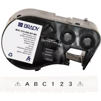 BRADY BMP41/BMP51/BMP53/M511 Etikettenkartusche, PermaSleeve Schrumpfschlauch aus Polyolefin, 38,1 mm x 2,44 m, Weiß mit schwarzem Aufdruck, 3:1 Schrumpfverhältnis, B-427