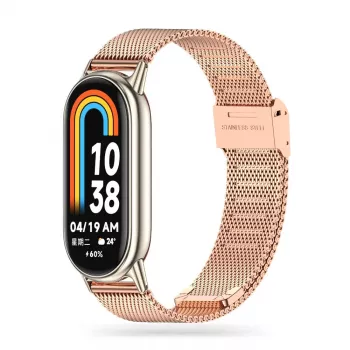 Tech-Protect MilaneseBand Edelstahlarmband für Xiaomi Smart Band 8, Roségold