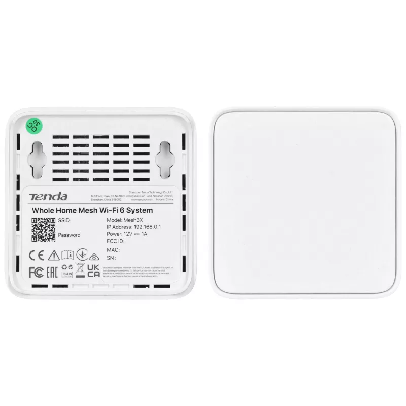 Tenda MX3 (2er-Pack) AX1500 Whole-Home-Mesh-WLAN-6-System, Dualband, 2 Gigabit-Ports pro Einheit, Weiß