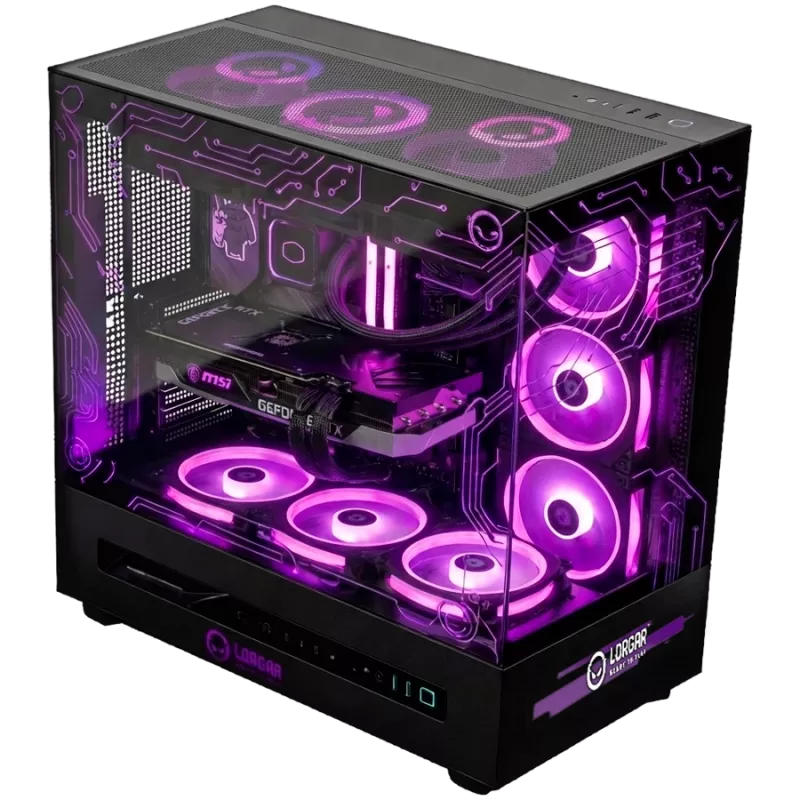 LORGAR PRO P401 Gaming-Desktop-PC - AMD Ryzen 7 7800X3D, NVIDIA GeForce RTX 5070 Ti 16GB, 32GB DDR5 6400MHz, 2TB NVMe SSD, 850W Netzteil, 360mm AIO, Schwarz, 3 Jahre Garantie