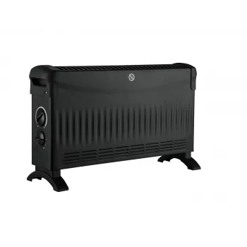 VOLTENO BASIC Konvektorheizer 2000W mit 3 Leistungsstufen 750W/1250W/2000W, einstellbarem Thermostat, Überhitzungsschutz, Kippschutz, freistehend, Schwarz