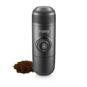 Wacaco Minipresso GR Tragbare Espressomaschine - Manuell, 8 bar, gemahlener Kaffee, Schwarz