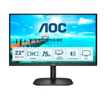 AOC B2 22B2H 21,5 Zoll Full HD VA Monitor mit 75Hz, HDMI, VGA, VESA, Schwarz