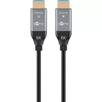 GOOBAY Optical Hybrid Ultra High-Speed HDMI-Kabel (AOC) 8K / 60Hz - 20m, 48 Gbit/s, Schwarz/Grau