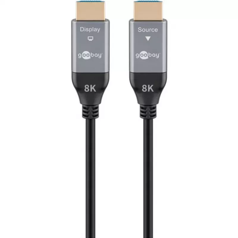 GOOBAY Optical Hybrid Ultra High-Speed HDMI-Kabel (AOC) 8K / 60Hz - 20m, 48 Gbit/s, Schwarz/Grau