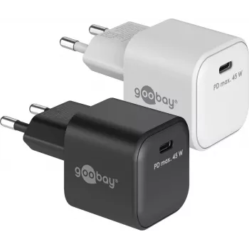 GOOBAY 45 W USB-C PD GaN Nano-Schnellladegerät (Weiß)