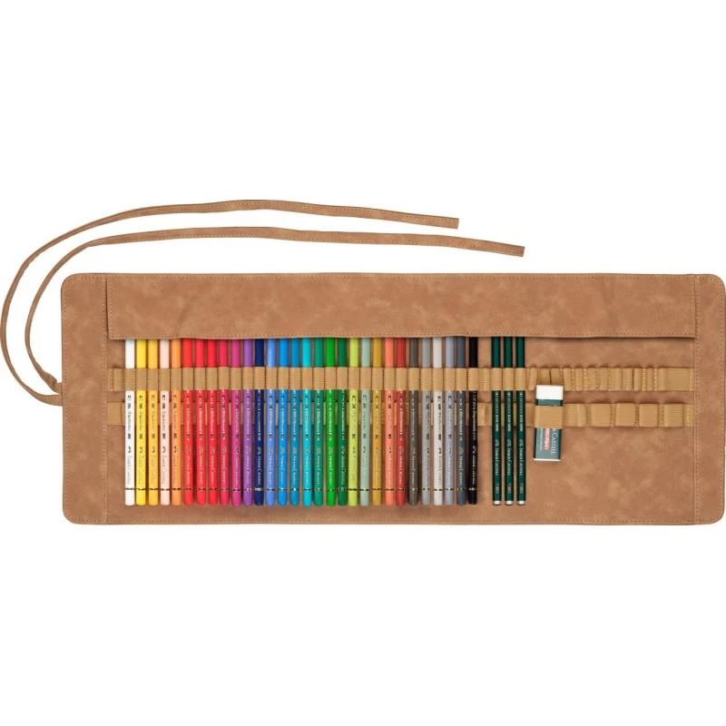 Faber-Castell Polychromos Multicolour 34-teiliges Künstler-Buntstift-Set mit PITT Artist Pens und Pinsel