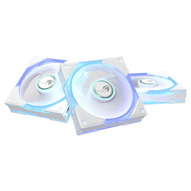 ASUS ROG Strix GR120 ARGB Reverse Weiß 3in1 Gehäuselüfter-Set, 120mm PWM, 2500 U/min, 70,38 CFM, 3,88 mmH2O, Fluiddynamisches Lager, Aura Sync