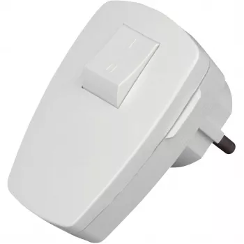 Kopp Schuko-Winkelstecker mit Schalter, Weiß, 16 A, IP20