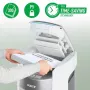 Leitz IQ Optimax AutoFeed 300 P5 Micro-Cut Aktenvernichter mit 300-Blatt Auto-Einzug, 60L Behälter, Schwarz/Silber