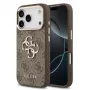 Guess Apple iPhone 17 Pro Max PU-Lederhülle mit Metall-Logo und Goldrahmen, MagSafe-kompatibel, Braun