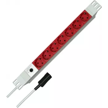 Kopp 19 inch 7-fach Aluminium PDU Steckdosenleiste mit IEC C14 Eingang, 1U Rackmontage, 16 A, Schuko-Steckdosen