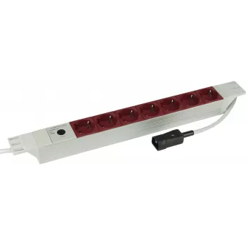 Kopp 19 inch 7-fach Aluminium PDU Steckdosenleiste mit IEC C14 Eingang, 1U Rackmontage, 16 A, Schuko-Steckdosen