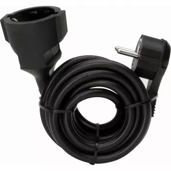 Kopp 3m Verlängerungskabel mit flachem Schuko-Stecker und -Kupplung, Schwarz