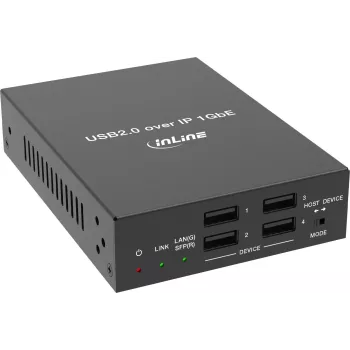 InLine® USB 2.0 Host/Device Extender über IP, Einzelgerät, RJ45 / SFP
