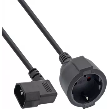 InLine® Netzkabel-Adapter, IEC C14 mit Gewinde auf Schutzkontakt-Steckdose, 3m, Schwarz