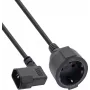 InLine® Netzkabel-Adapter, IEC C14 mit Gewinde auf Schutzkontakt-Steckdose, 3m, Schwarz